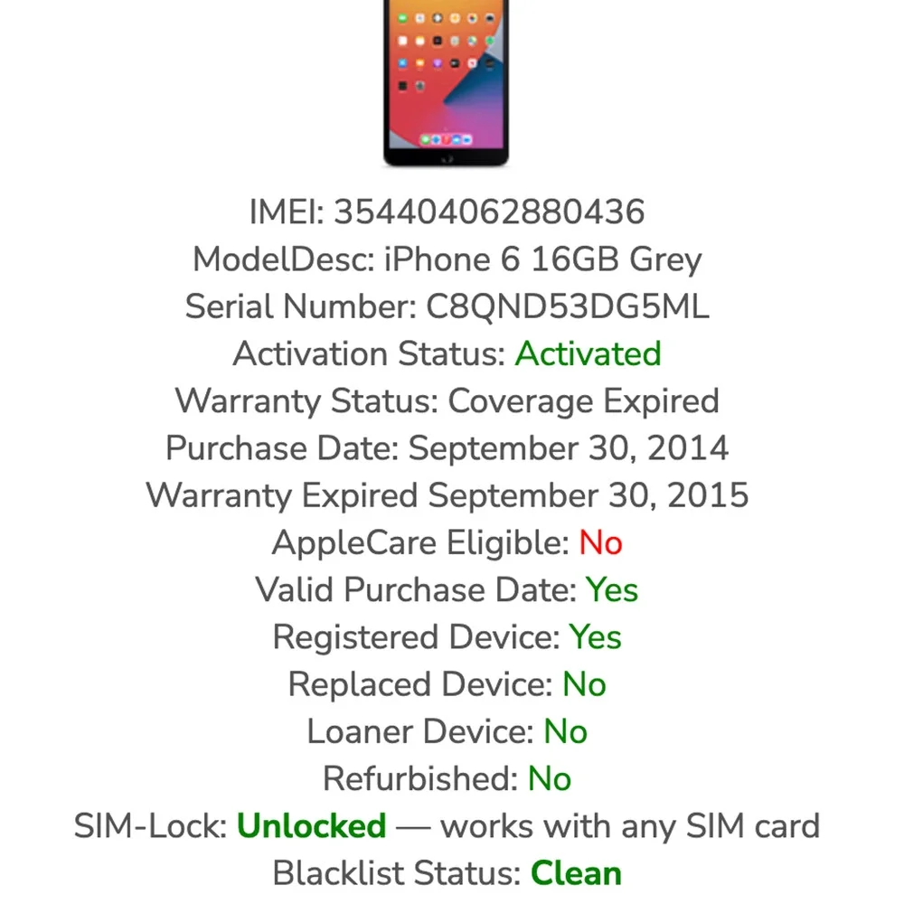 Apple‎ iPhone 6 A1549 Gray 16GB For Parts/Repair Does Not Turn On